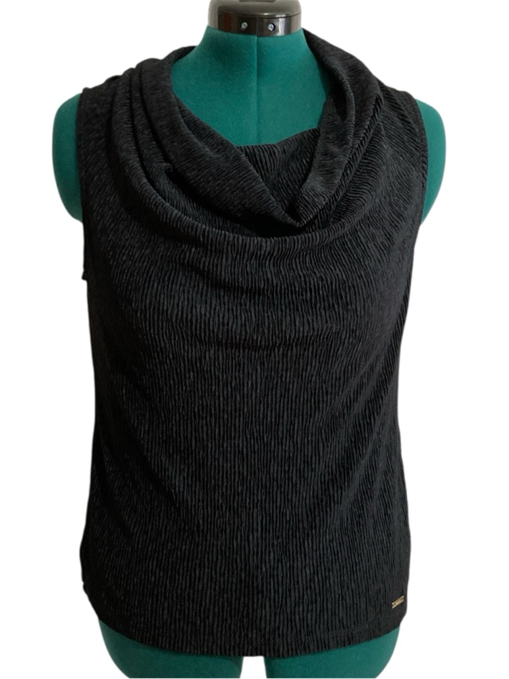 Tahari Baby Pleat Sleeveless Cowl Neck Tank Top